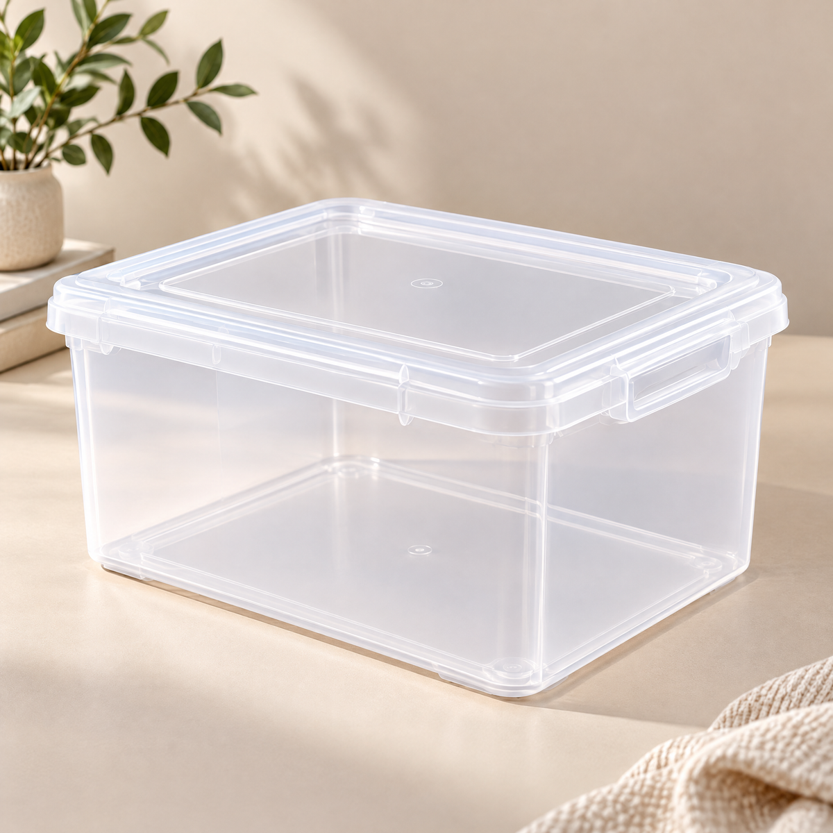 Melvionz™ ClearForm Stackable Storage Box — Lidded Plastic Organizer Bin