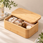 Melvionz™ GroveLine Bamboo Storage Box — Lidded Vanity & Shelf Organizer