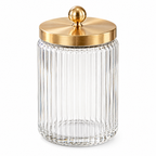 Melvionz™ LumiJar Glass Storage Canister — Ribbed Lidded Bathroom & Vanity Organizer