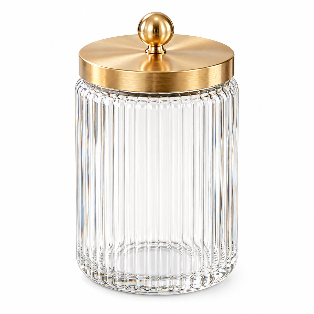 Melvionz™ LumiJar Glass Storage Canister — Ribbed Lidded Bathroom & Vanity Organizer