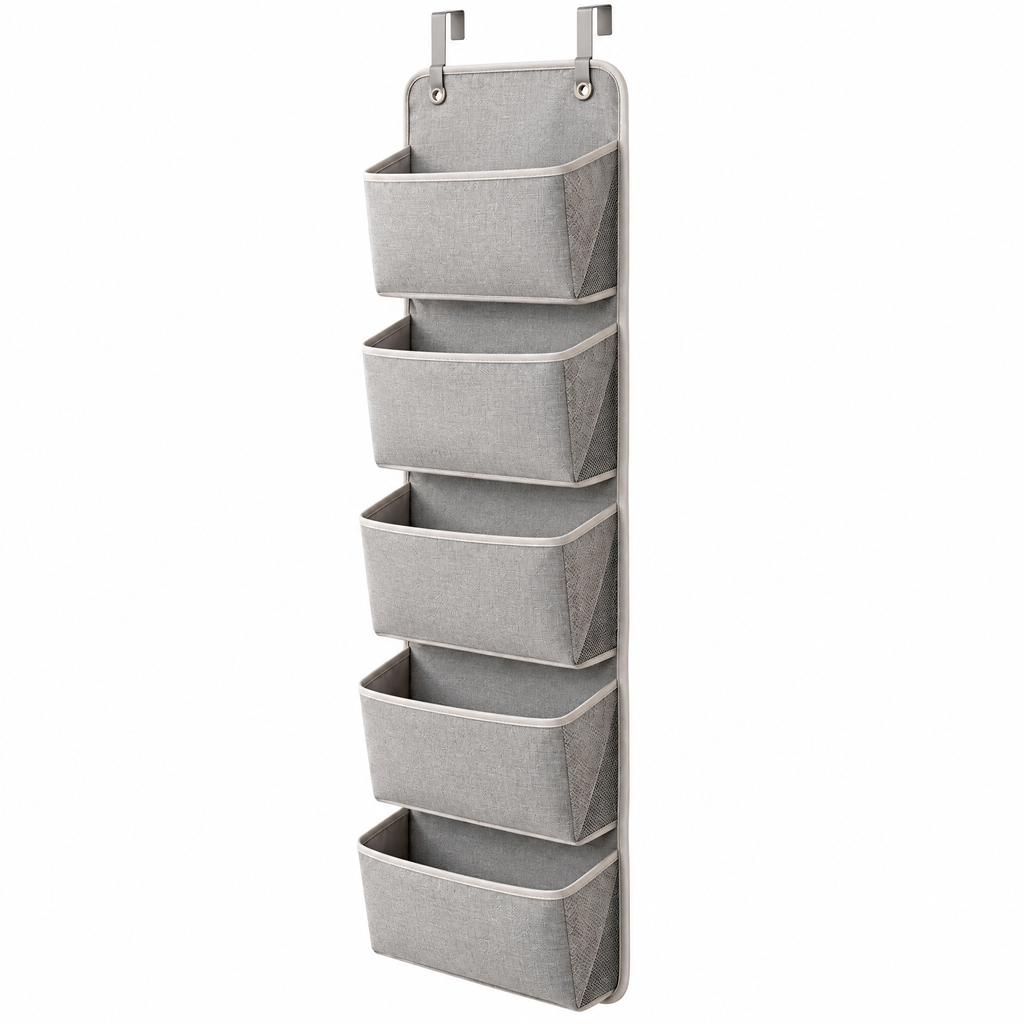 Melvionz™ DoorNest 5-Pocket Hanging Organizer — Fabric Closet & Door Storage