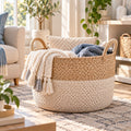 Melvionz™ WovenHalo Storage Basket — Handwoven-Style Shelf & Blanket Organizer