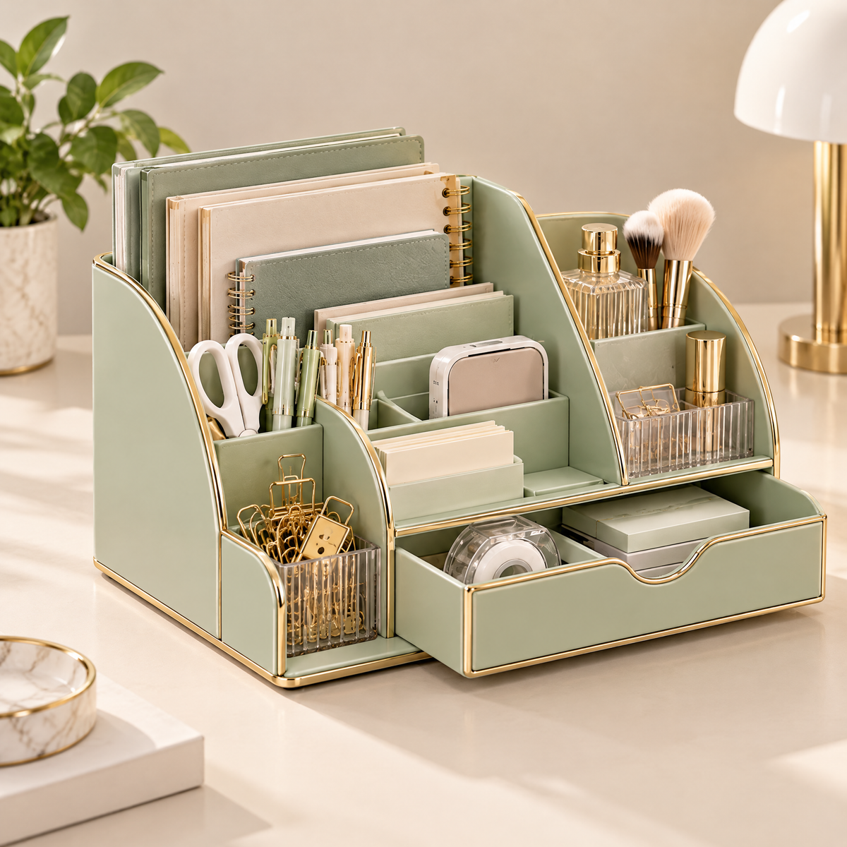 Melvionz™ ModeDesk Modular Desktop Organizer — 6-Section Office & Vanity Storage Caddy